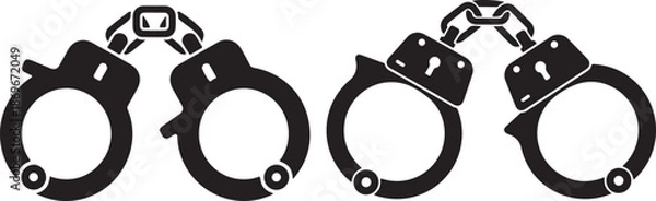 Fototapeta handcuff silhouette icon set vector.eps