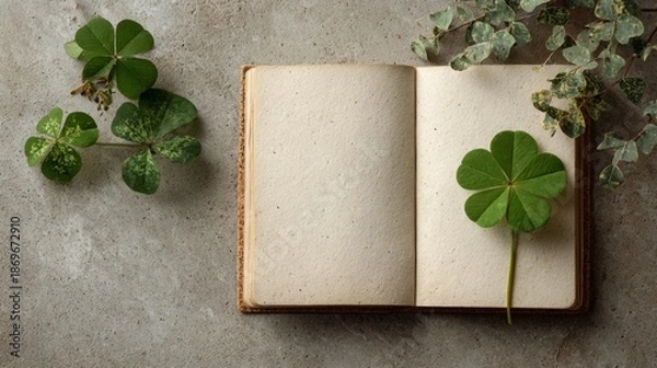 Fototapeta A notebook with a clover