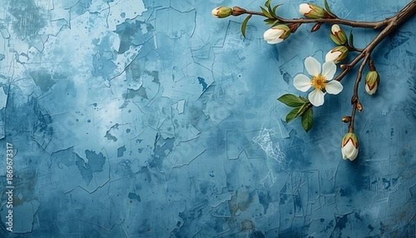 Obraz Delicate blossoms on textured blue background