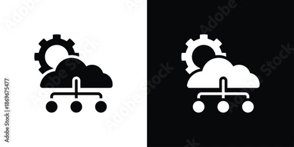 Fototapeta Cloud Computing Icon Sheet Black And White
