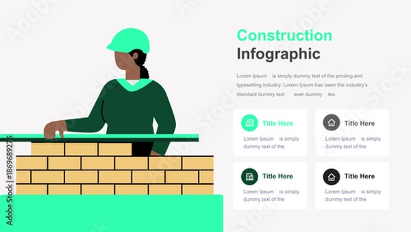 Obraz Modern Construction Infographic Template with Worker and Tools