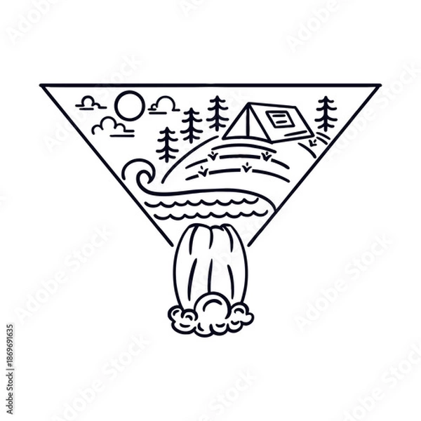 Obraz Camping at the Waterfall