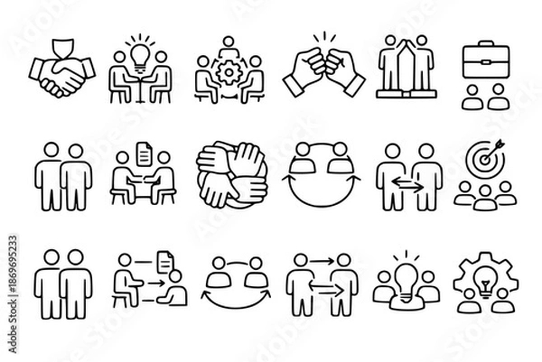 Obraz Simple Teamwork Line Icons
