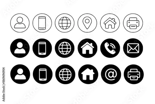 Obraz Simple Contact Icons Set