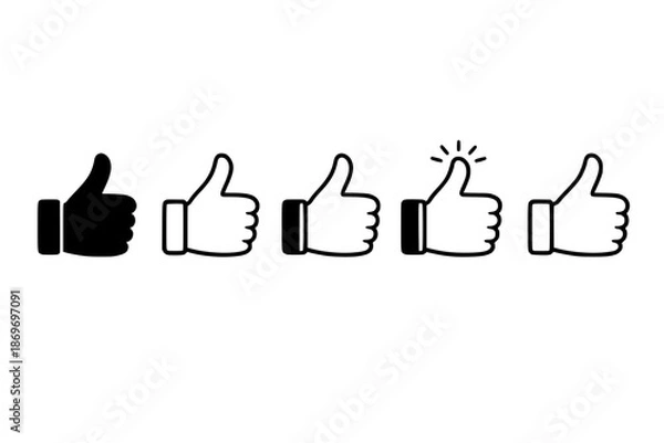 Obraz Simple Thumbs Up Icons Set