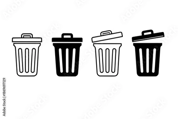 Fototapeta Simple Trash Can Icons Set