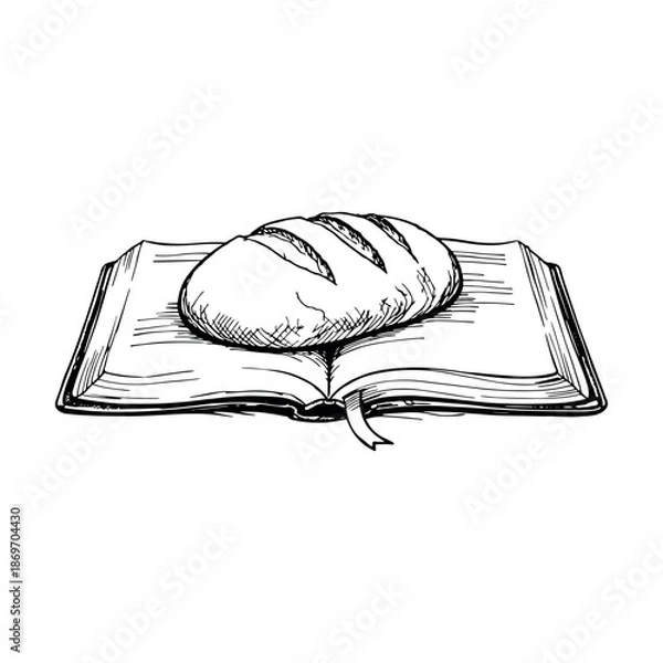Fototapeta Open book with bread
