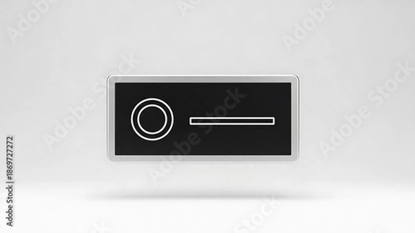 Obraz Minimalist black rectangular button with white circle and horizontal line rectangle