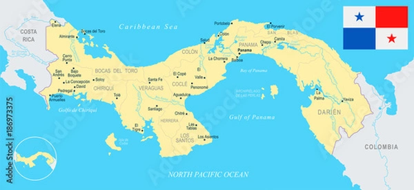 Fototapeta Panama Map - Detailed Vector Illustration