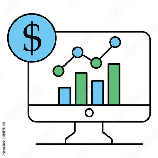 Obraz Market Economic Trends Vector Icon Data Visualization