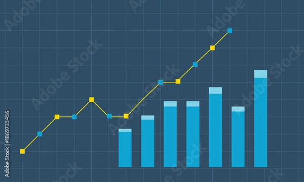 Obraz Business Growth Analytics Bar And Line Chart Visualization