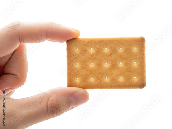 Obraz Hand holding cracker isolated on transparent background