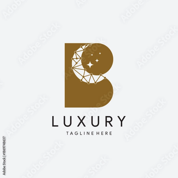 Obraz B moon tech geometric logo design template elements