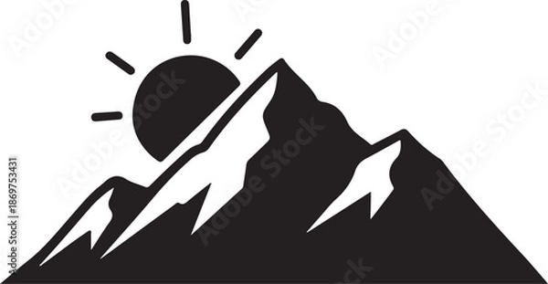Obraz Mountain Sunset Silhouette Vector.
