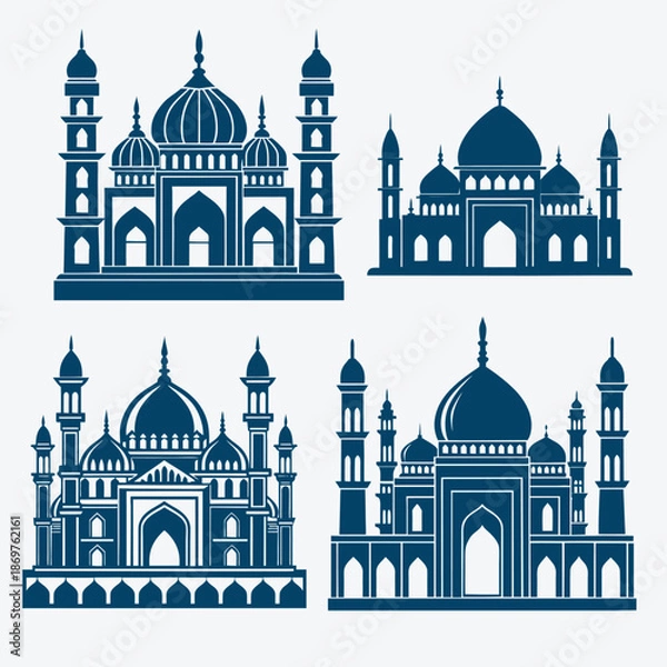 Obraz Mosque black silhouette vector icon set