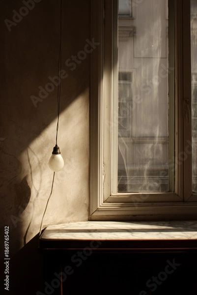 Obraz Interior Scene Featuring a Window and Hanging Light
