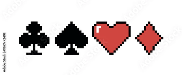 Obraz Pixel Art Playing Card Suits