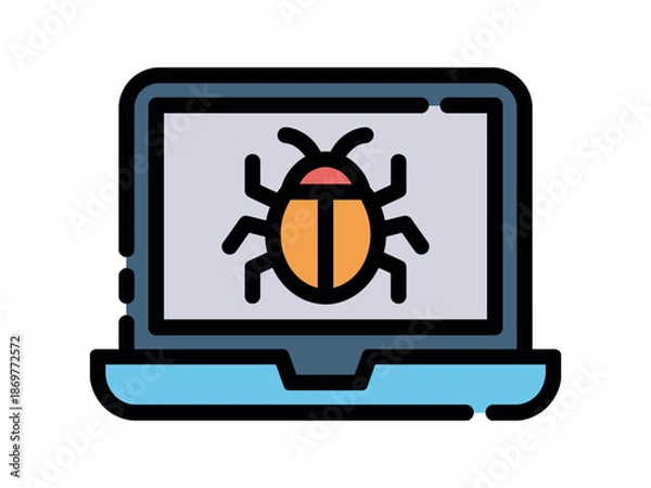 Obraz Laptop with Bug Error Screen