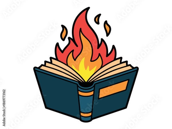 Obraz Burning Book with Flames Rising