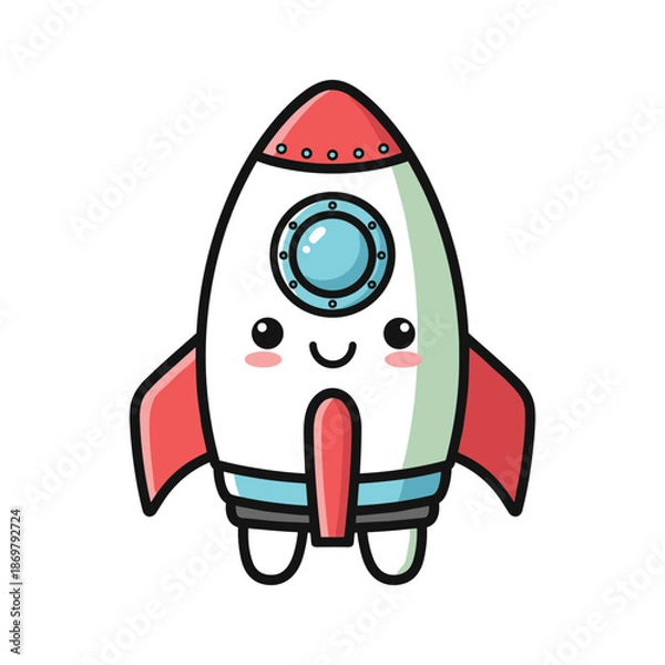 Obraz Cute Cartoon Rocket Ship Illustration