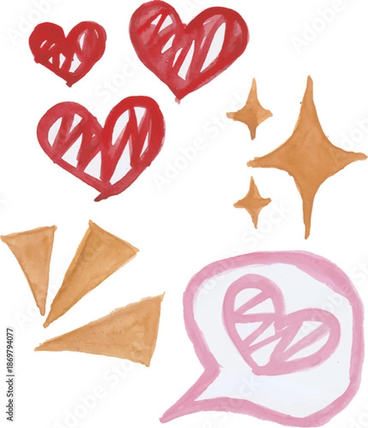 Obraz Hand-Drawn Hearts and Celebration Elements