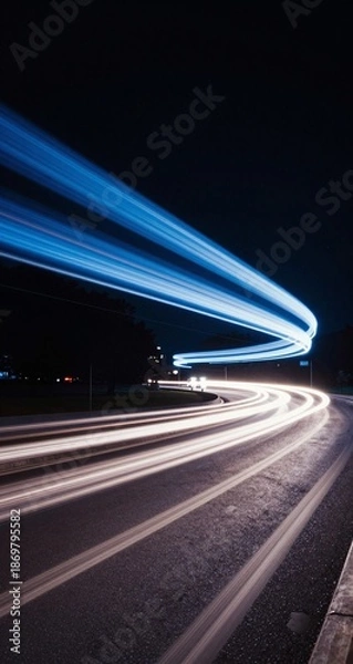 Obraz Abstract Digital Data Flow Stream With Light Trails