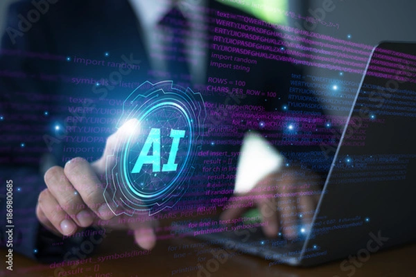 Obraz Business Professional Using Virtual Artificial Intelligence Interface for Digital Innovation and Smart Technology