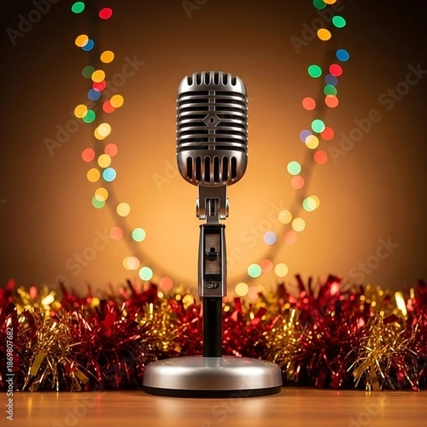 Obraz retro microphone on abstract background