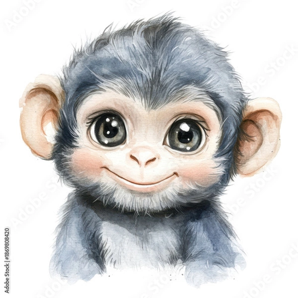 Obraz Cute baby monkey smiling on transparent background
