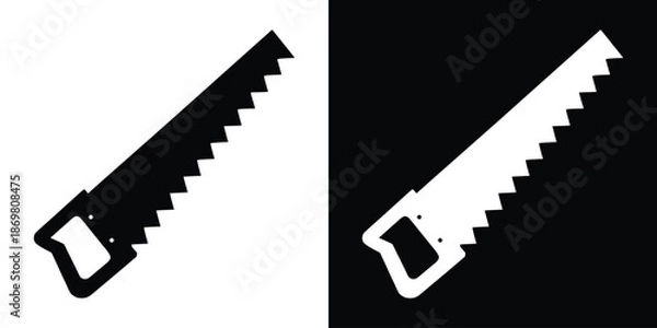 Obraz Hand saw silhouette vector, handsaw carpentry tool flat vector icon