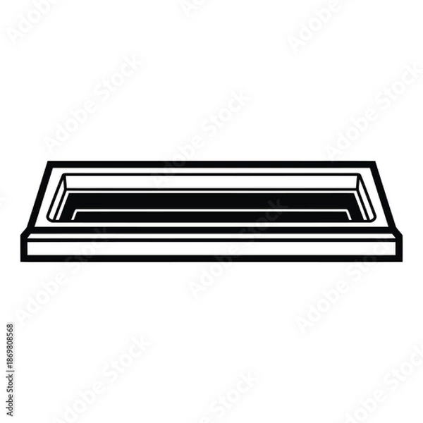 Obraz Flat Vector Outline of Rectangular Tray or Recessed Panel