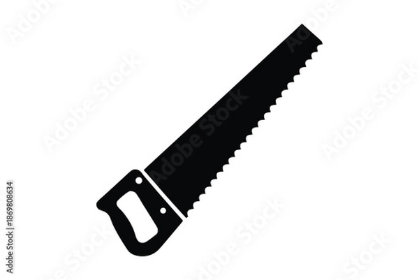 Obraz Hand saw silhouette vector, handsaw carpentry tool flat vector icon