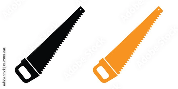 Obraz Hand saw silhouette vector, handsaw carpentry tool flat vector icon