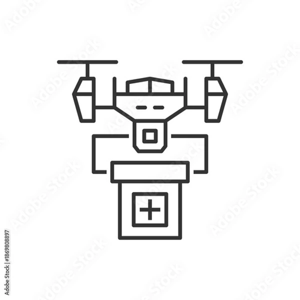 Obraz First Aid Delivery Drone Icon