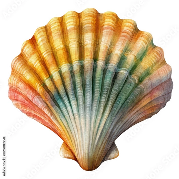 Obraz Colorful Scallop Shell on Transparent Background