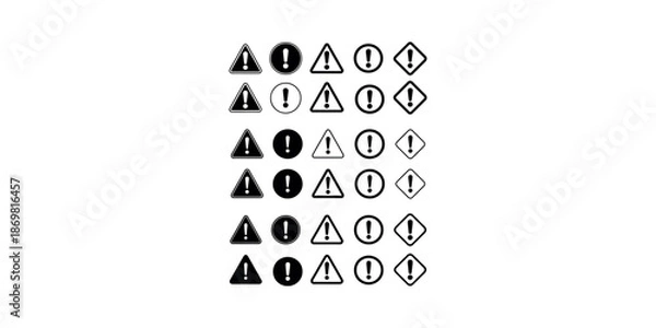 Obraz Multiple warning signs with exclamation mark on white background