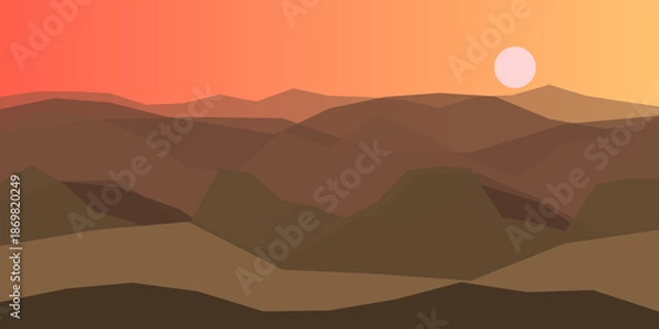 Fototapeta Sunset over mountain range