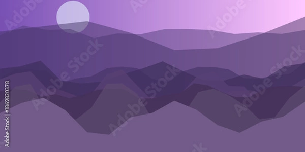 Fototapeta Purple mountain range at sunset