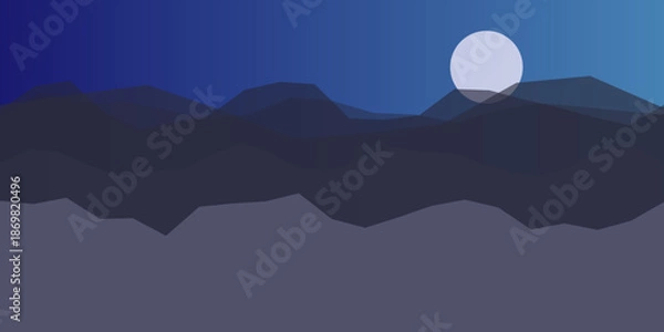 Fototapeta Moonlit mountain range