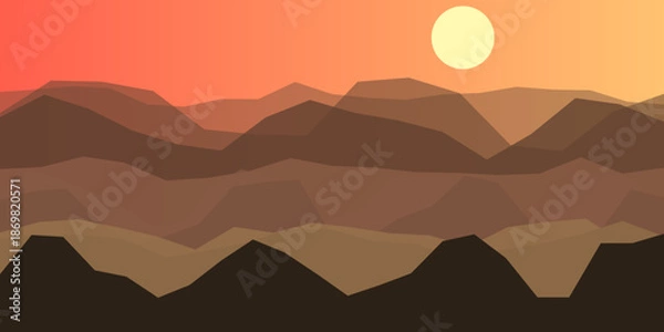 Fototapeta Sunset over mountain range