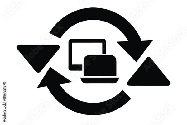 Obraz sync icon silhouette vector