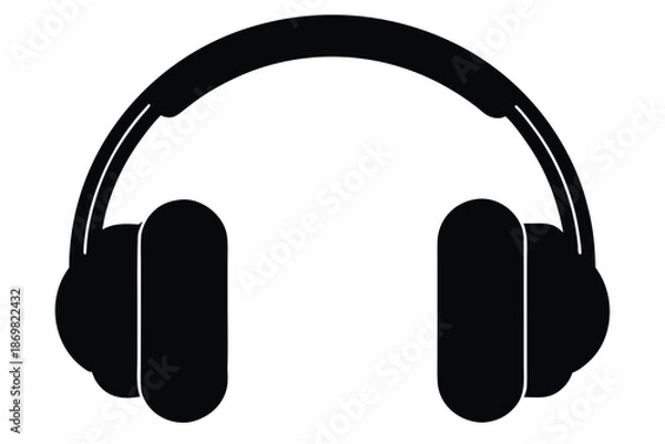 Obraz headphone audio icon silhouette vector