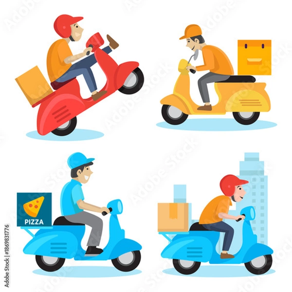 Obraz Express Delivery clipart bundle template, for delivery business.