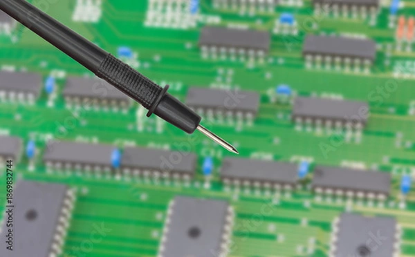 Obraz electrical board with soldered integrated circuits