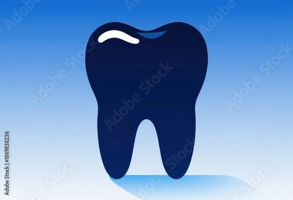 Obraz Minimalist tooth design on gradient blue background