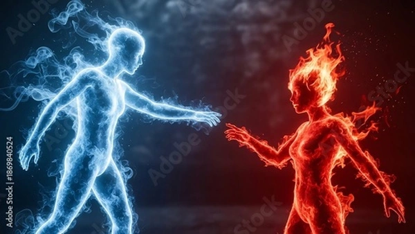 Fototapeta Opposing human figures representing contrasting elements