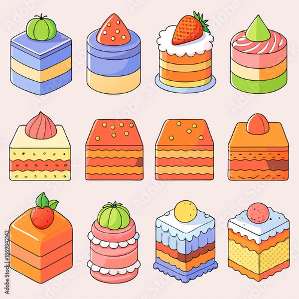 Obraz 16-diffrent-slice-cakes-set.eps