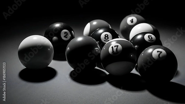 Obraz Billiard Balls in Dramatic Light