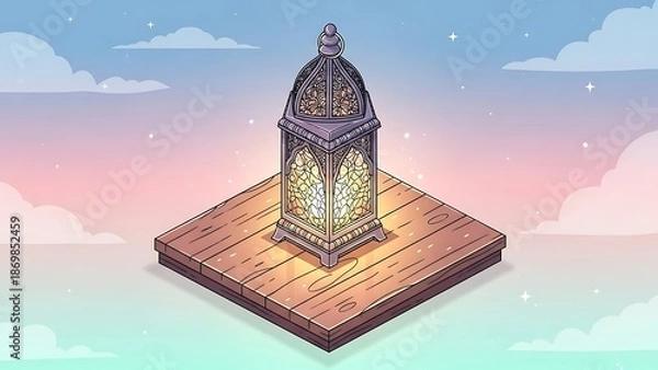 Obraz Ornate Magic Lantern Floating in Sky