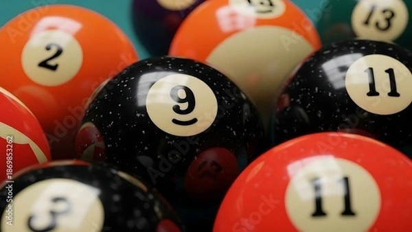 Obraz Vibrant Billiard Balls Close Up View